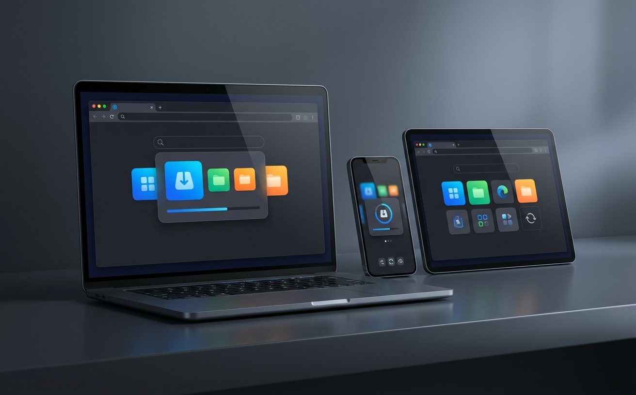 谷歌浏览器跨设备同步与下载安装界面展示